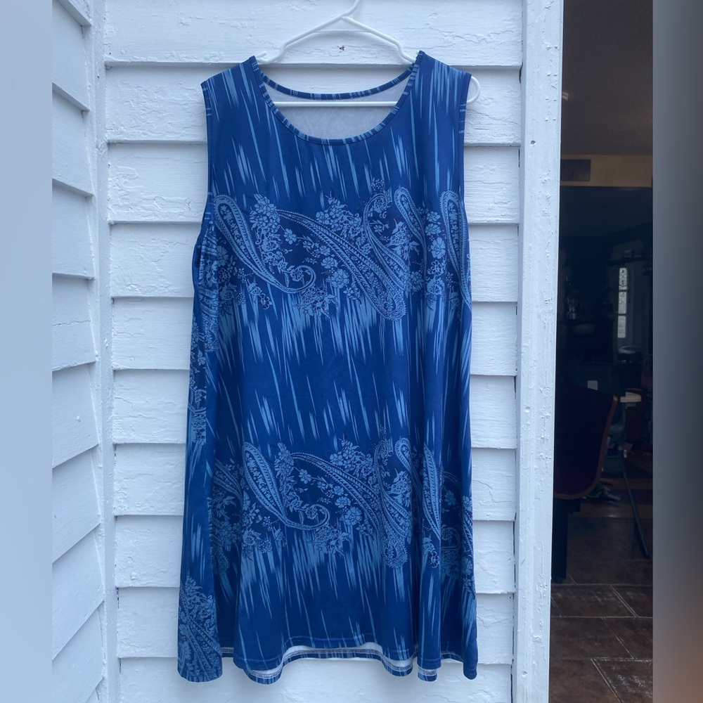 Blue Sleeveless Paisley Sleeveless Summer Dress